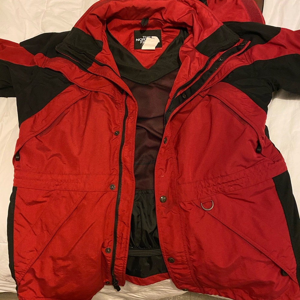 Red and black The NorthFace extreme light jacket